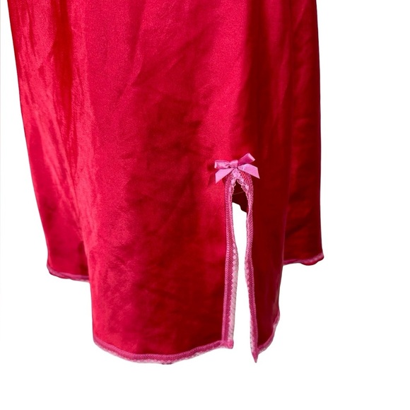 Victoria’s Secret Y2K Satin Lace Bow Babydoll Slip Dress Barbiecore - Picture 4 of 11